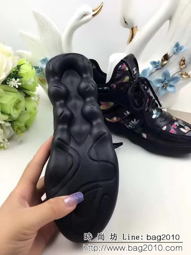 CHANEL香奈兒 最新款846 歐彈力布+牛皮 內增高女休閒鞋 QZS1450